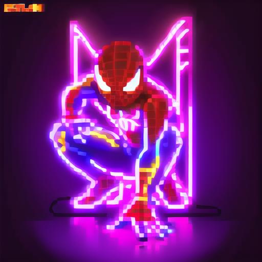 71333-3795641270-Spider Man,logo,icon,neon light,neon sign,neon,LED _masterpiece, high resolution, octance 4k, high detail _lora_Pixel Neon Art _.png